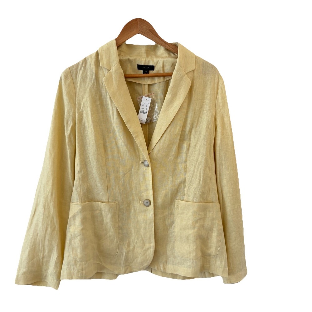J.‎ Crew Parke 100% Linen Blazer Womens 10 Butter Yellow Classic Quiet Luxury